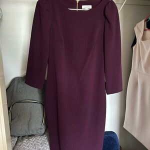 Calvin Klein Purple Long Sleeve Sheath Dress for Work